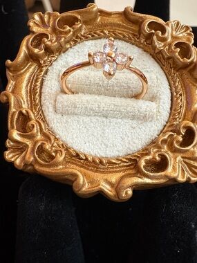 Rose Gold  Layer Flower Cluster Ring with CZ